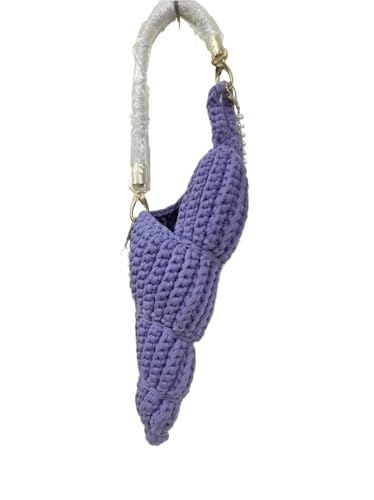 WTAXBH Gewebte Tasche Handgewebte Muschelschalen-Handtasche in reiner Farbe, Umhängetasche(Purple) von WTAXBH