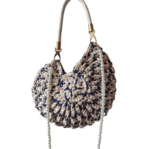 WTAXBH Gewebte Tasche Perlenkette Conch Shell Crossbody Schultertasche,Handgemachte Gestrickte Gehäkelte Damen Sling Bag,Kompakte Chic Clutch Geldbörse(C-C10) von WTAXBH