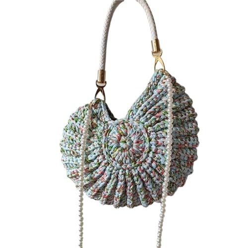WTAXBH Gewebte Tasche Perlenkette Conch Shell Crossbody Schultertasche,Handgemachte Gestrickte Gehäkelte Damen Sling Bag,Kompakte Chic Clutch Geldbörse(C-C3) von WTAXBH