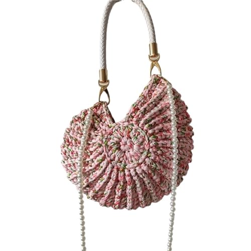 WTAXBH Gewebte Tasche Perlenkette Conch Shell Crossbody Schultertasche,Handgemachte Gestrickte Gehäkelte Damen Sling Bag,Kompakte Chic Clutch Geldbörse(C-C4) von WTAXBH