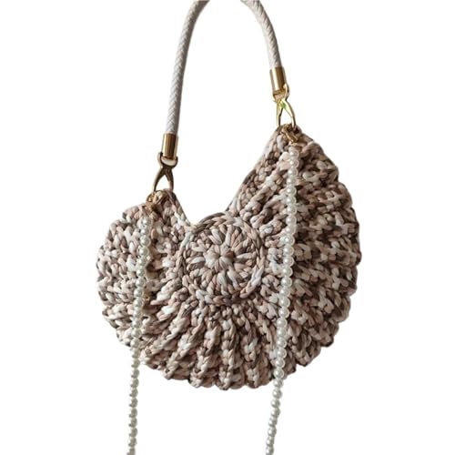 WTAXBH Gewebte Tasche Perlenkette Conch Shell Crossbody Schultertasche,Handgemachte Gestrickte Gehäkelte Damen Sling Bag,Kompakte Chic Clutch Geldbörse(C-C6) von WTAXBH