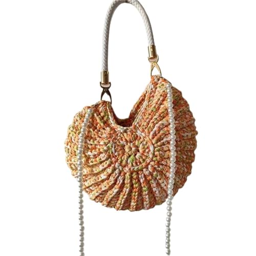 WTAXBH Gewebte Tasche Perlenkette Conch Shell Crossbody Schultertasche,Handgemachte Gestrickte Gehäkelte Damen Sling Bag,Kompakte Chic Clutch Geldbörse(C-C7) von WTAXBH