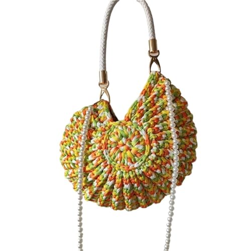 WTAXBH Gewebte Tasche Perlenkette Conch Shell Crossbody Schultertasche,Handgemachte Gestrickte Gehäkelte Damen Sling Bag,Kompakte Chic Clutch Geldbörse(C-C9) von WTAXBH