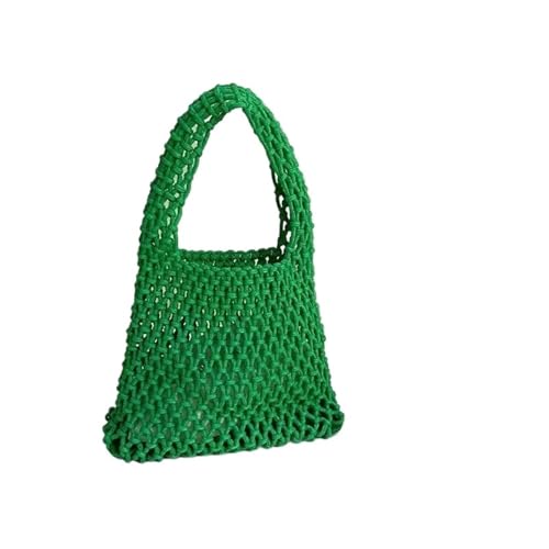 WTAXBH Gewebte Tasche Sommer Handgewebte Tragetaschen Stricken Häkeln Strand Schultertasche Aushöhlen Handtasche Damen Stroh Seil Unterarm(Green) von WTAXBH