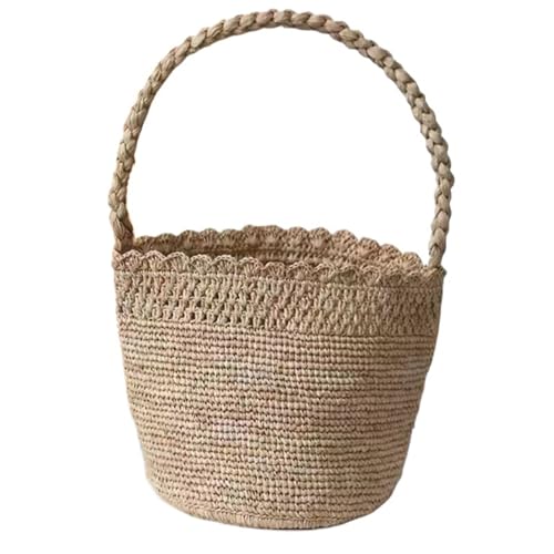 WTAXBH Gewebte Tasche Sommerliche gewebte Eimertasche mit hohler Graswebhandtasche mit großer Kapazität, Freizeit-Umhängetasche for den Strand von WTAXBH