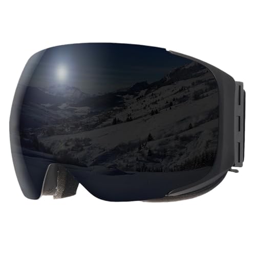 Winter Goggles Professional Magnetic Ski Goggles Men Women Quick-replacement Lens and Case Protection Anti-fog Snowboard Ski Glasses(Black) von WTAXBH