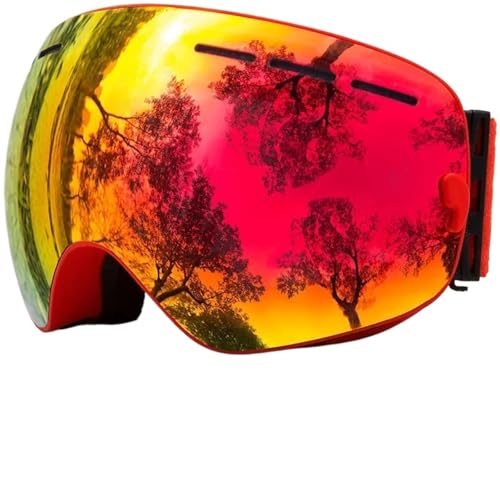 Winter Goggles Ski Goggles,Winter Snow Sports Goggles with Anti-fog UV Protection for Men Women Youth Interchangeable Lens - Premium Goggles(C1 Red Red) von WTAXBH
