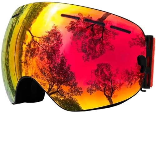 Winter Goggles Ski Goggles,Winter Snow Sports Goggles with Anti-fog UV Protection for Men Women Youth Interchangeable Lens - Premium Goggles(C11 Black Red) von WTAXBH