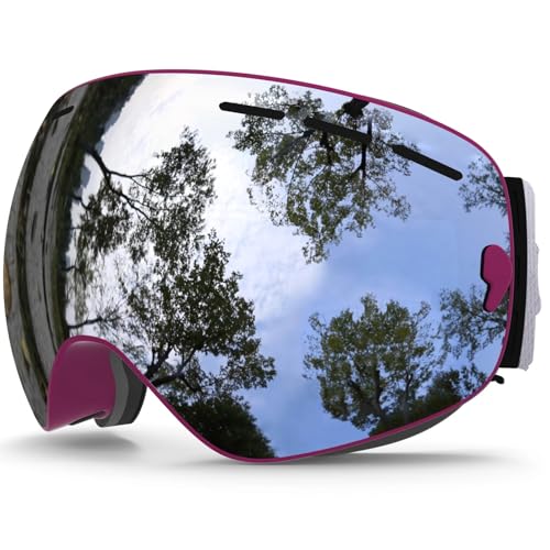 Winter Goggles Ski Goggles,Winter Snow Sports Goggles with Anti-fog UV Protection for Men Women Youth Interchangeable Lens - Premium Goggles(C20 Purple Silver) von WTAXBH