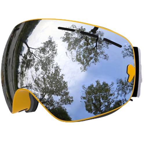 Winter Goggles Ski Goggles,Winter Snow Sports Goggles with Anti-fog UV Protection for Men Women Youth Interchangeable Lens - Premium Goggles(C21 Yellow Silver) von WTAXBH