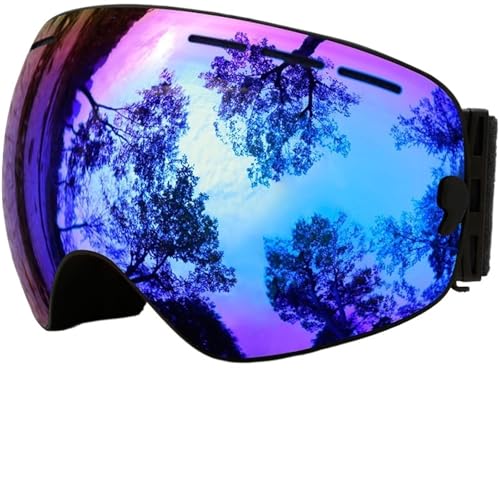 Winter Goggles Ski Goggles,Winter Snow Sports Goggles with Anti-fog UV Protection for Men Women Youth Interchangeable Lens - Premium Goggles(C9 Black Blue) von WTAXBH