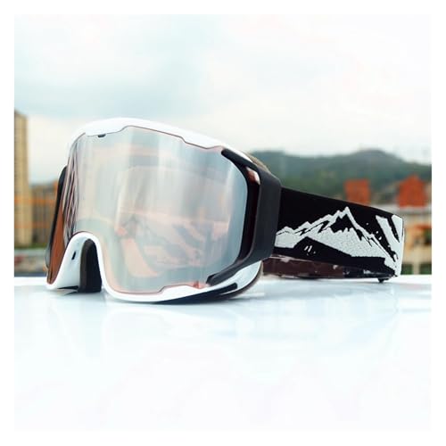 Winter Goggles Ski Goggles Men Women Double Layer Anti-Fog Big Ski Glasses Winter Outdoor Windproof Protection Ski Goggles Snowboard(Silver White) von WTAXBH
