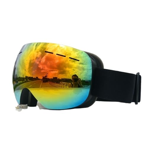 Winter Goggles Ski Goggles Men Women Double Layers Anti-Fog Big Ski Mask Glasses Protection Skiing Winter Snow Snowboard Goggles(Black Red) von WTAXBH