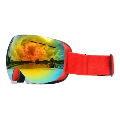Winter Goggles Ski Goggles Men Women Double Layers Anti-Fog Big Ski Mask Glasses Protection Skiing Winter Snow Snowboard Goggles(Red) von WTAXBH