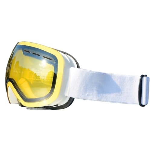 Winter Goggles Ski Goggles Men Women Double Layers Anti-Fog Big Ski Mask Glasses Protection Skiing Winter Snow Snowboard Goggles(White Yellow) von WTAXBH