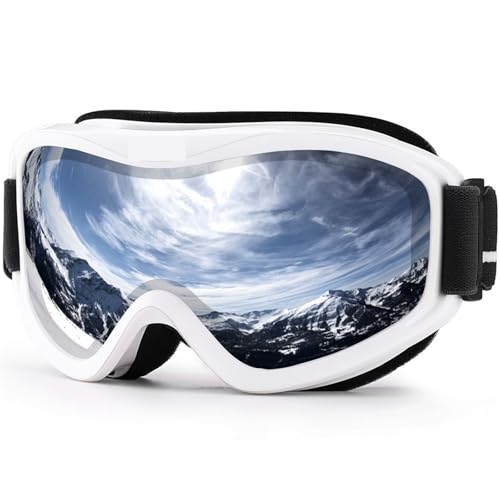Winter Goggles Ski Goggles for Men Women,Winter Snow Sports with Anti-fog Double Lens Mask Glasses Snowboard Snowmobile(C19 WHITE SILVER) von WTAXBH
