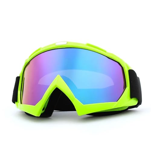 Winter Goggles Skiing Goggles Anti-Fog Skiing Eyewear Winter Snowboard Cycling Motorcycle Windproof Sunglasses Men Women Outdoor Sports Goggles(Green-Colorful) von WTAXBH