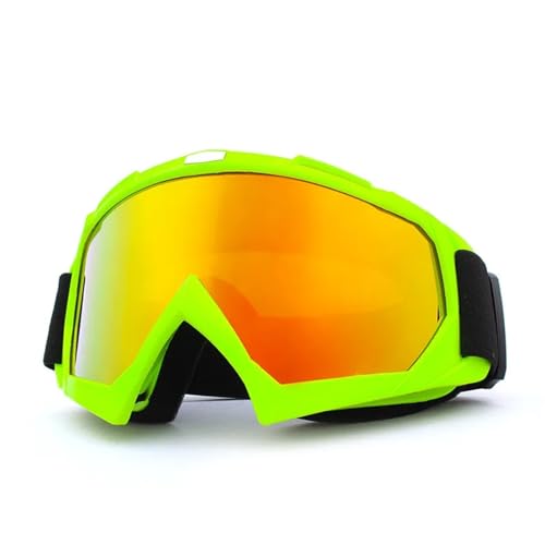 Winter Goggles Skiing Goggles Anti-Fog Skiing Eyewear Winter Snowboard Cycling Motorcycle Windproof Sunglasses Men Women Outdoor Sports Goggles(Green-Orange) von WTAXBH