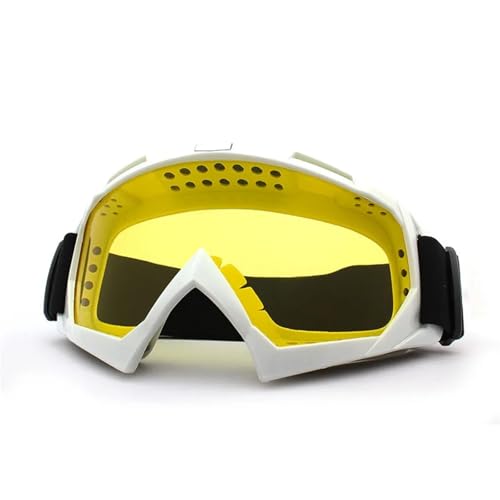 Winter Goggles Skiing Goggles Anti-Fog Skiing Eyewear Winter Snowboard Cycling Motorcycle Windproof Sunglasses Men Women Outdoor Sports Goggles(White-Yellow) von WTAXBH