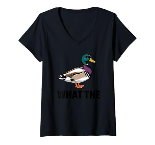 Damen Witziges Entenspiel "What The Duck!" T-Shirt mit V-Ausschnitt von WTD What The Duck