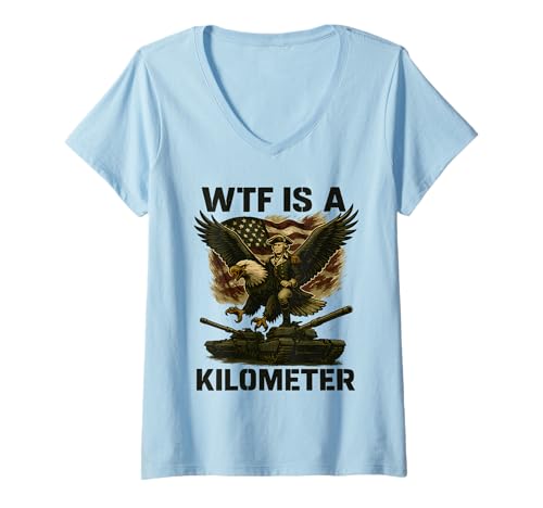 Damen WTF is A Kilometer George Washington 4th of Juli Eagle T-Shirt mit V-Ausschnitt Damen WTF is A Kilometer George Washington 4th of Juli Eagle T-Shirt mit V-Ausschnitt von WTF Is A Kilometer Funny Patriotic Apparel Gifts