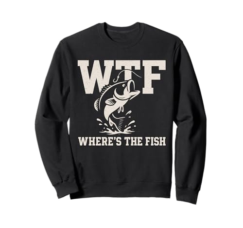 WTF Where's The Fish Herren Lustiges Angeln Sweatshirt von WTF Where's The Fish Men's Fishing Tshirtoftheyear