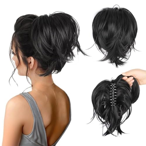 Messy Bun Hair Piece, Claw Clip Ponytail Bun, Bun Ponytail Extensions, Thick Soft Natural Looking Daily, Natural Straight Synthetic Fully Fake Hairpieces For Women Girls (2) von WTKYLMP