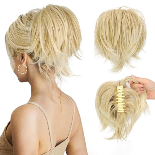 Messy Bun Hair Piece, Claw Clip Ponytail Bun, Bun Ponytail Extensions, Thick Soft Natural Looking Daily, Natural Straight Synthetic Fully Fake Hairpieces For Women Girls (613) von WTKYLMP