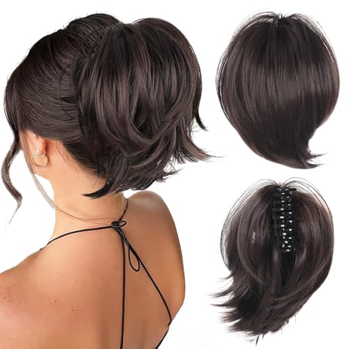 Messy Bun Hair Piece, Claw Clip Ponytail Bun, Bun Ponytail Extensions, Thick Soft Natural Looking Daily, Natural Straight Synthetic Fully Fake Hairpieces For Women Girls (6A) von WTKYLMP