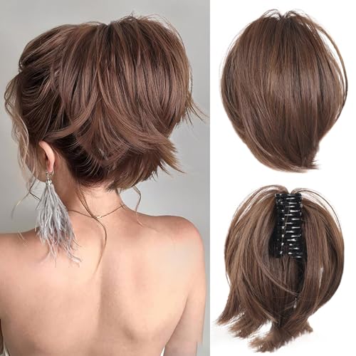 Messy Bun Hair Piece, Claw Clip Ponytail Bun, Bun Ponytail Extensions, Thick Soft Natural Looking Daily, Natural Straight Synthetic Fully Fake Hairpieces For Women Girls (8-27) von WTKYLMP