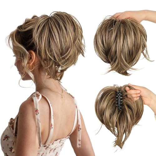 Messy Bun Hair Piece, Claw Clip Ponytail Bun, Bun Ponytail Extensions, Thick Soft Natural Looking Daily, Natural Straight Synthetic Fully Fake Hairpieces For Women Girls (86H10) von WTKYLMP