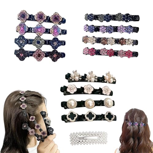 Sparkling Crystal Stone Braided Hair Clips,Rhinestone Braided Hair Clips For Women,Hairpin Duckbill Clip,Styling Sectioning Hair Clips For Quick Change Of Look Styling (A+B+C 12PCS) von WTKYLMP