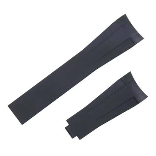 WTNZBAEM 20 mm, kompatibel mit Rolex-Armband Submariner Daytona OYSTERFLEX GMT, Armband mit Federverstellung, Schnalle aus Gummi(Black,20mm-Gold Buckle) von WTNZBAEM