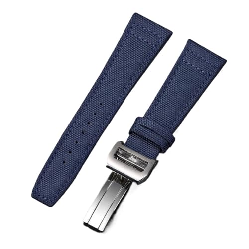 WTNZBAEM 20 mm 21 mm 22 mm Nylongewebe Canvas Uhrenarmband Kompatibel mit IWC PILOT Portugal Uhrenarmband Rindsleder Sport WristBelt(Black-needle buckle,21mm) von WTNZBAEM
