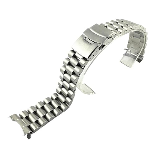 WTNZBAEM 20 mm 22 massives Edelstahlarmband mit gebogenem Ende, Faltschließe, Ersatzarmband aus Metall for Herren, Uhrenzubehör, kompatibel Seiko(A,20mm) von WTNZBAEM