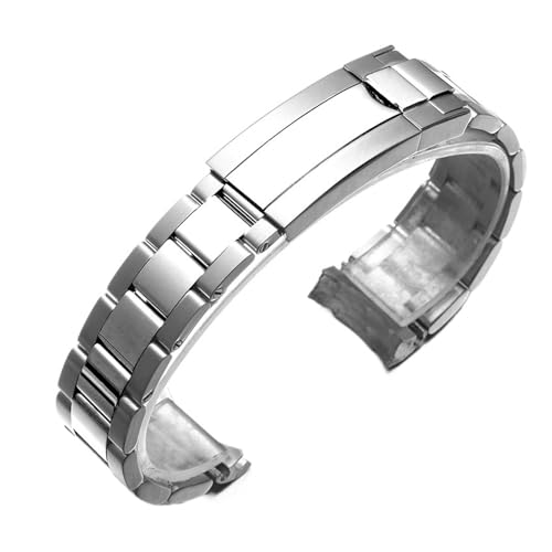 WTNZBAEM 20 mm massives Präsidentenarmband, kompatibel mit Rolex Sub Log NH34 NH35 Uhrengehäuse, 904L Edelstahl, Armband Gleitverschluss(NO.3 Polished Center) von WTNZBAEM