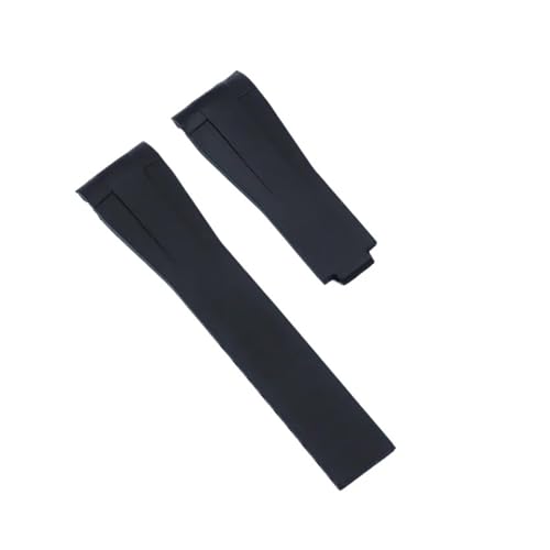 WTNZBAEM 20 mm weiches, buntes Uhrenarmband, kompatibel mit Rolex-Armband Daytona Submariner GMT, gebogenes Ende mit rostfreier Faltschließe, wasserdichtes Armband(Black,Without -no logo) von WTNZBAEM