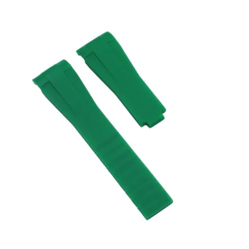 WTNZBAEM 20 mm weiches, buntes Uhrenarmband, kompatibel mit Rolex-Armband Daytona Submariner GMT, gebogenes Ende mit rostfreier Faltschließe, wasserdichtes Armband(Green,Silver gold-no logo) von WTNZBAEM