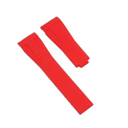 WTNZBAEM 20 mm weiches, buntes Uhrenarmband, kompatibel mit Rolex-Armband Daytona Submariner GMT, gebogenes Ende mit rostfreier Faltschließe, wasserdichtes Armband(Red,Rose-no logo) von WTNZBAEM