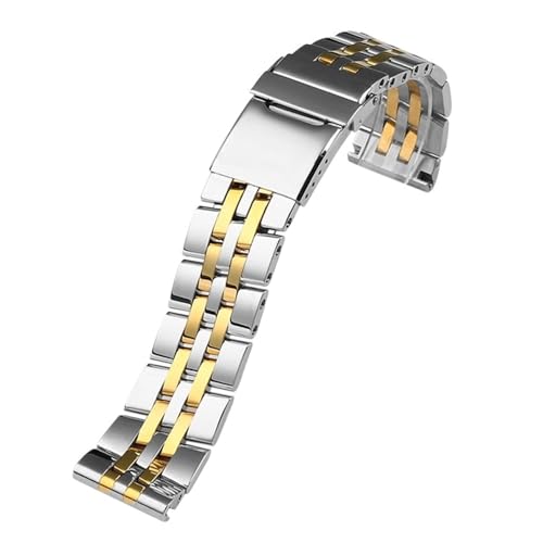 WTNZBAEM 22 m 24 mm massives Edelstahlarmband, kompatibel mit Breitling-Uhrenarmband, Herrenarmband, Armband mit verstecktem Druckknopfverschluss(Golden,24mm) von WTNZBAEM