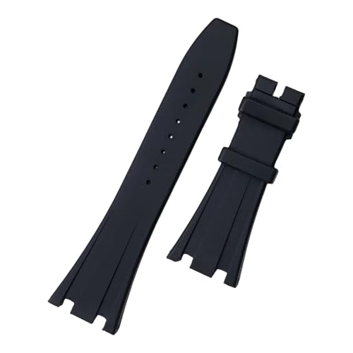 WTNZBAEM 27 mm weiches Gummiarmband, kompatibel mit AP-Armband Royal Oak Offshore-Uhrenarmband, schwarze Falt-/Dornschließe, Zubehör(Silver Fold Buckle) von WTNZBAEM