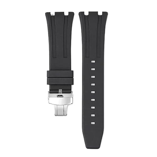 WTNZBAEM Armband kompatibel mit AP Silikon-Armband Sport-Ersatzarmband, weicher wasserdichter Gürtel, 27 mm, Herren- und Damenarmband, Zubehör(Black-SV butterfly) von WTNZBAEM