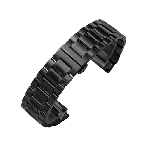 WTNZBAEM Edelstahlarmband mit gebogenem Ende, 19/20/21/22/23/24 mm, Schmetterlingsverschluss, universelle Uhrenarmbänder, 12/13/14/15/16/17/18(Black,21mm) von WTNZBAEM