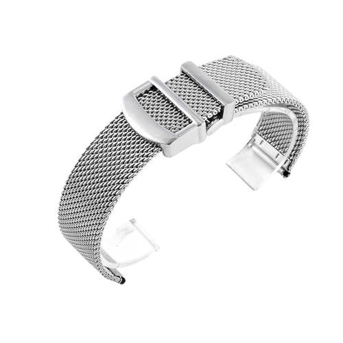 WTNZBAEM Fein poliertes, glattes, transparentes Uhrenarmband aus massivem Stahl mit Faltschließe, kompatibel dem gewebten Mesh-Armband der IWC Portofino-Serie, 20–22 mm(22mm) von WTNZBAEM