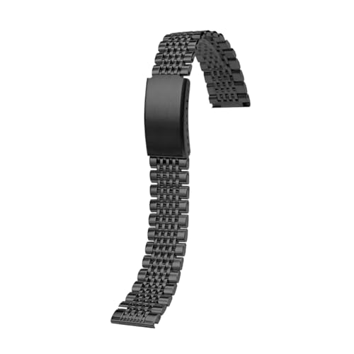 WTNZBAEM Flaches + gebogenes 20 mm 22 Edelstahl-Uhrenarmband, kompatibel mit Seiko Omega Curved End-Armband, Herren-Ersatzarmband, Faltschließe(Black Matte-With arc,Width 22mm) von WTNZBAEM