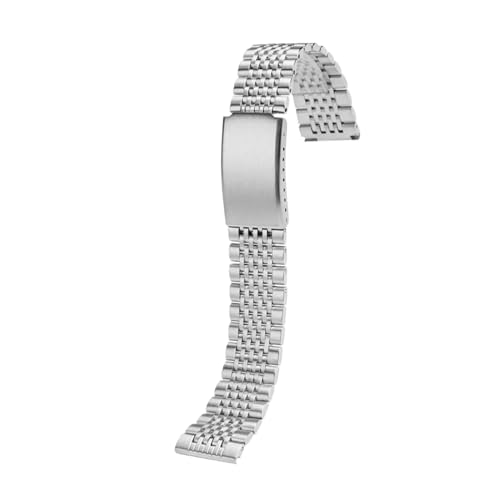 WTNZBAEM Flaches + gebogenes 20 mm 22 Edelstahl-Uhrenarmband, kompatibel mit Seiko Omega Curved End-Armband, Herren-Ersatzarmband, Faltschließe(Steel Matte-With arc,Width 20mm) von WTNZBAEM