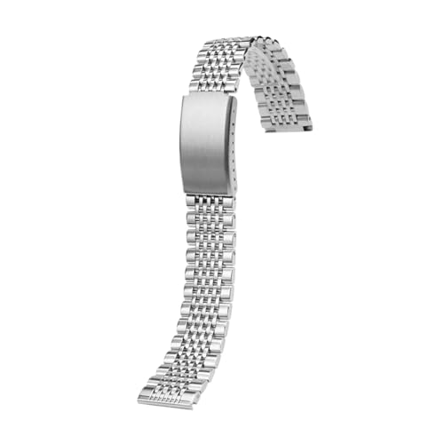 WTNZBAEM Flaches + gebogenes 20 mm 22 Edelstahl-Uhrenarmband, kompatibel mit Seiko Omega Curved End-Armband, Herren-Ersatzarmband, Faltschließe(Steel Polished-arc,Width 20mm) von WTNZBAEM