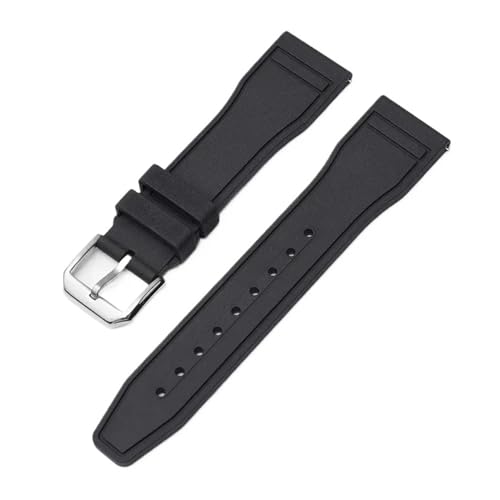 WTNZBAEM Fluorkautschukarmband FKM-Uhrenarmband, kompatibel mit IWC Pilot's Watch IW388114 IW388110 IW388306, Edelstahlschnalle for Herren, 20 mm, 21, 22(Black,22mm) von WTNZBAEM
