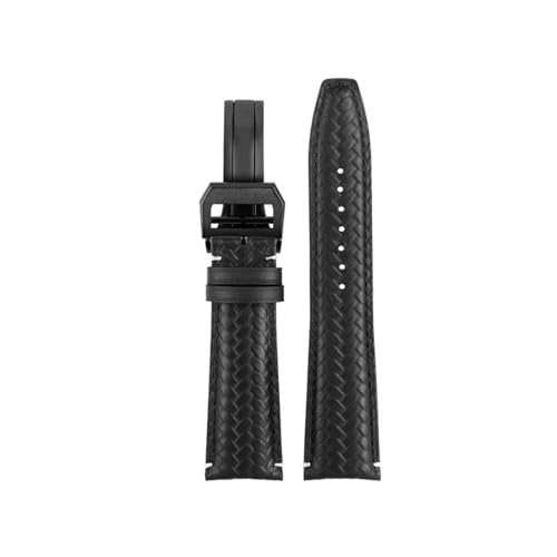 WTNZBAEM Gewebtes Uhrenarmband aus Rindsleder, kompatibel mit IWC IW344205 IW371614 IW500713 PORTUGIESER Portofino, blaues Uhrenarmband aus weichem Leder, 22 mm(Antique Black) von WTNZBAEM