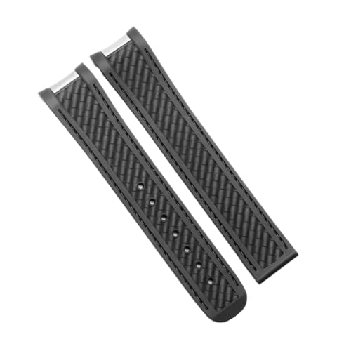 WTNZBAEM Gummi-Armband kompatibel mit Omega AT150 Seamaster 300 AQUA TERRA Taucheruhren-Armbändern Schwarz Blau Silikon-Uhrenarmband 20 mm Armband(Black no clasp) von WTNZBAEM